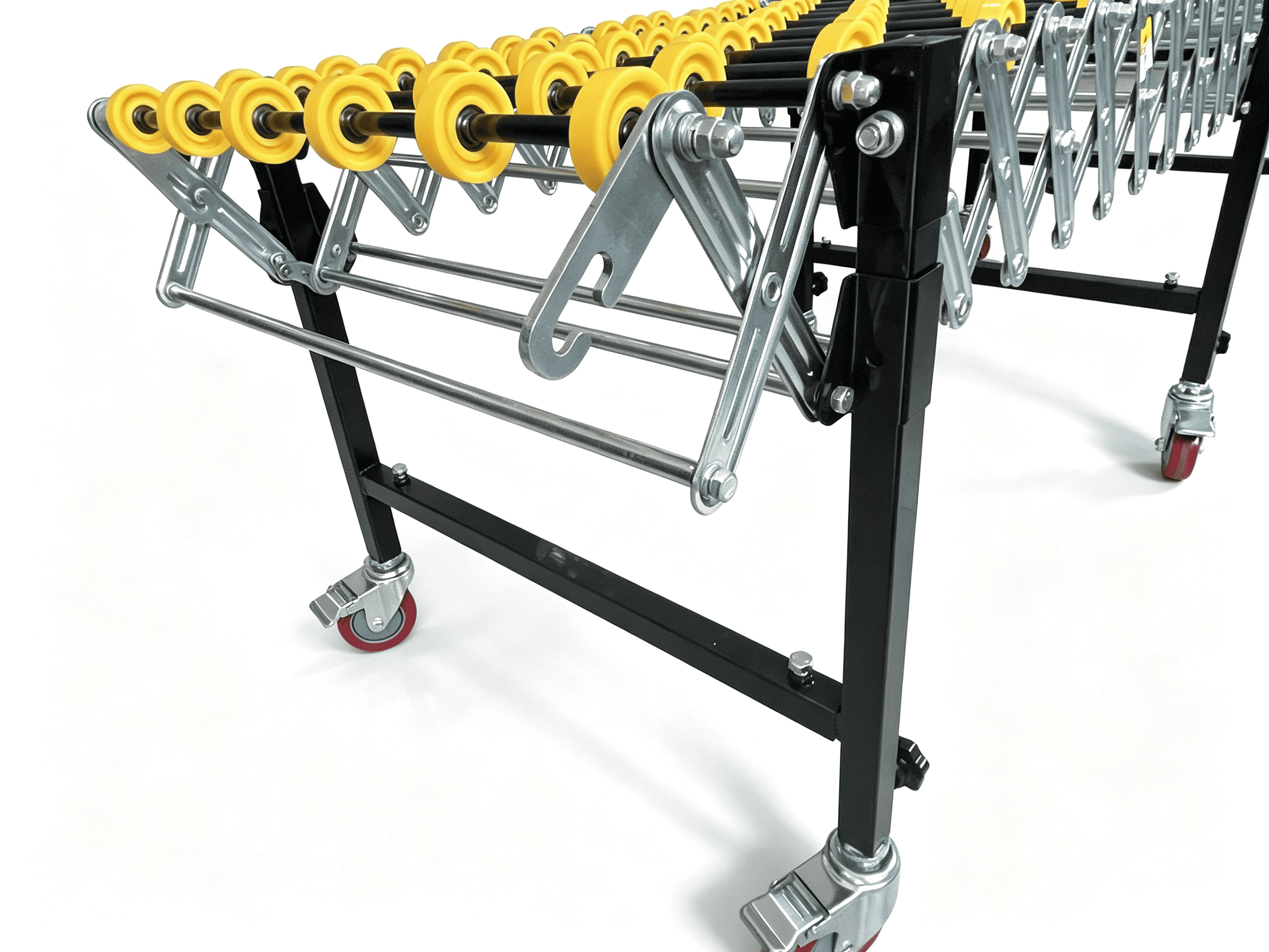Flexible skatewheel conveyor adjustable height